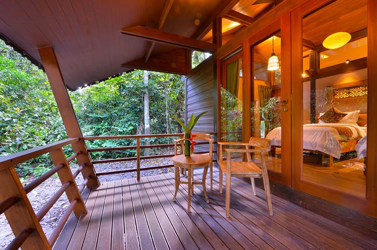 Sukau Rainforest Lodge balcony for Villa room